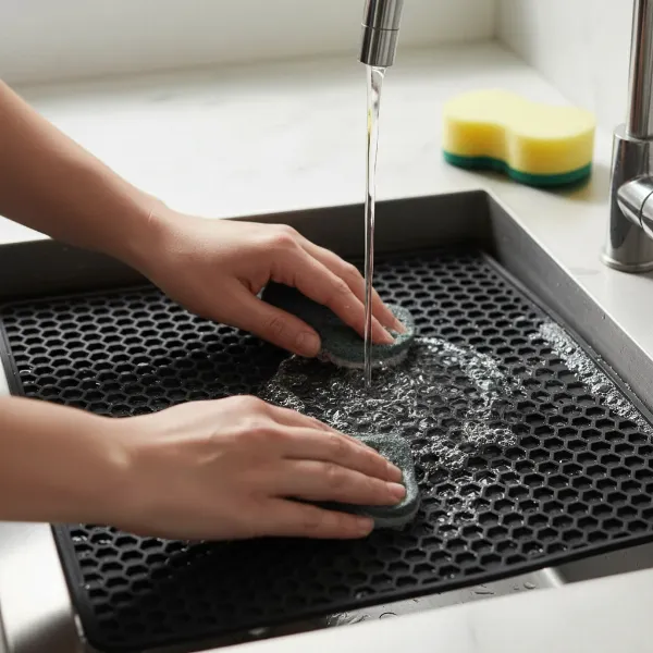 Instructions for cleaning and maintaining a HexClad drying mat