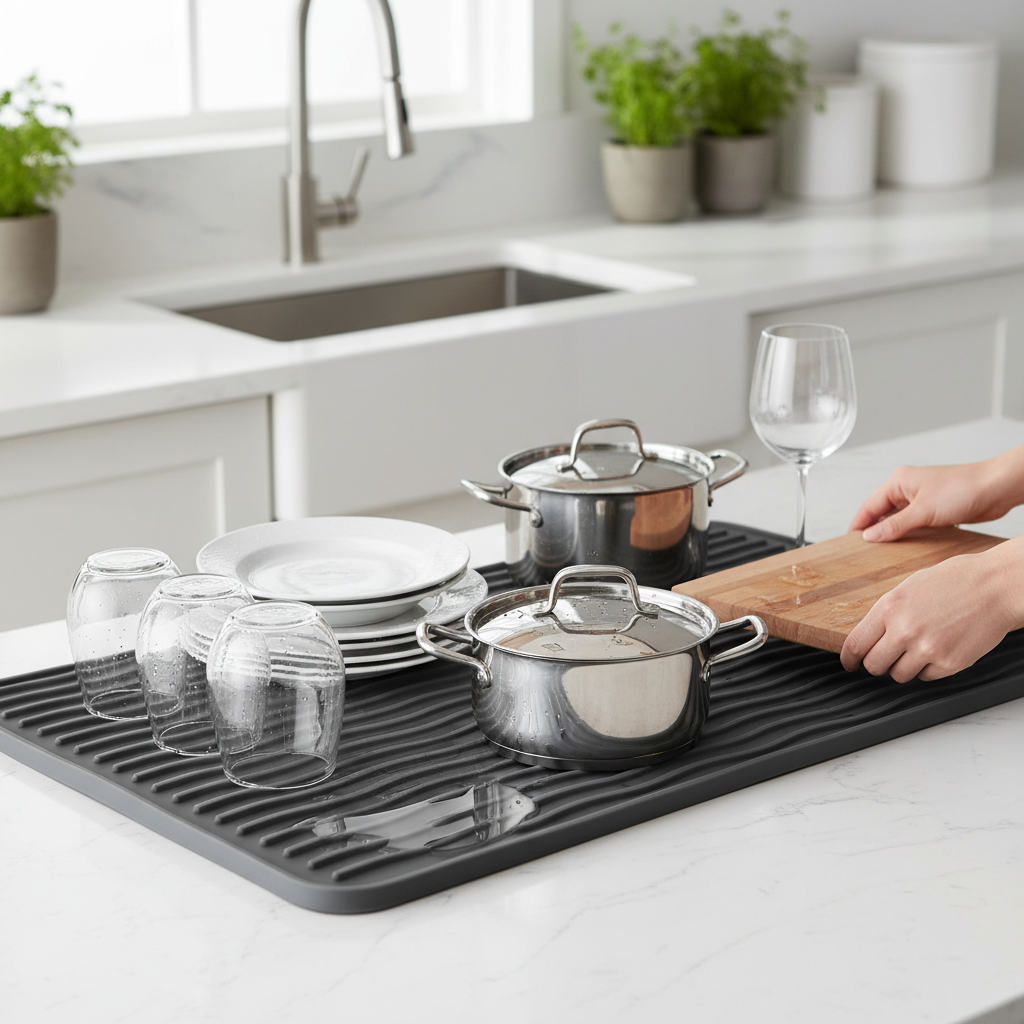 mDesign Silicone Drying Mat (Heat Safe): Your Ultimate Kitchen Countertop Protector